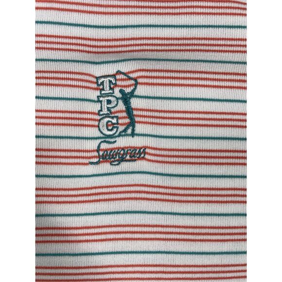 Cutter and Buck Polo Shirt Mens 2XL Red White Blue Striped Golf Americana DryTec - Picture 3 of 8
